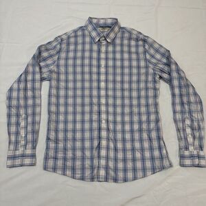Faherty Lightweight Button Up Easter Shirt Men's Large Cotton Blend Plaid Blue